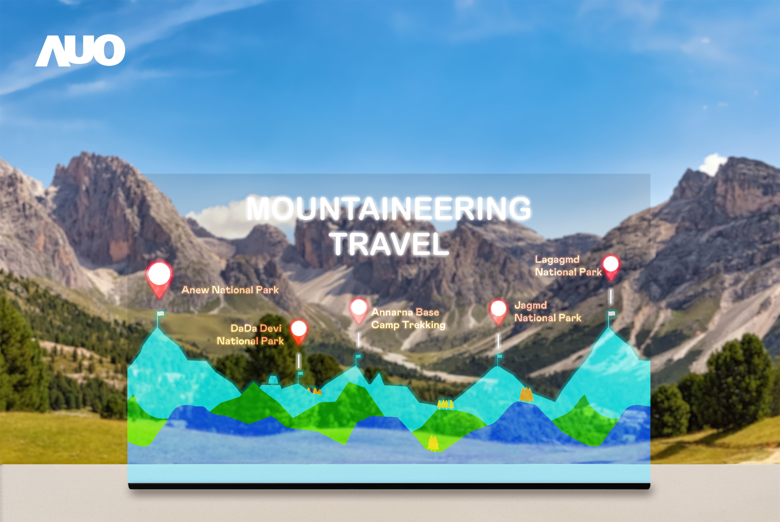 申博太陽城展示全球單片尺寸最大(*)42吋透明Micro LED顯示器拼接而成的〝64吋透明Micro LED顯示器〞，具備高透明度、1,000 nits高亮度、廣色域、采用三邊無邊框的無縫拼接等多重特色，呈現(xiàn)超高清、細膩畫質(zhì)而不遮擋后方視覺，滿足層峰需求，可廣泛運用于零售、藝術(shù)展覽或商業(yè)空間等場域